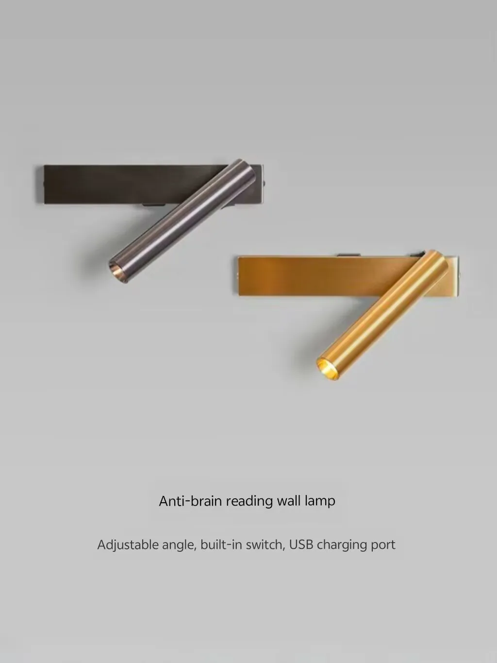 Long length reading wall lamp, USB rechargeable 360 degree rotating bedside lamp.