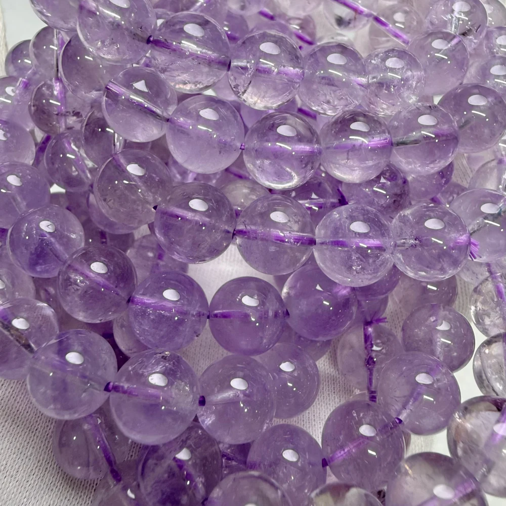 Meihan Natürliche Echte Top Lavendel Azeztulit Quarz Hochfrequenz Quarz Glatte Runde Perlen Für Schmuck Machen Armband – Detail 5