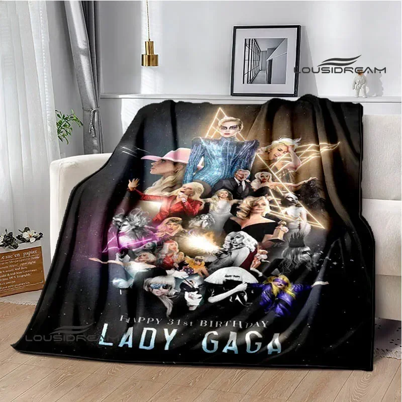 Star Lady-Gaga printed blanket warm flannel blankets soft and comfortable blanket home travel blanket bed linings birthday gift