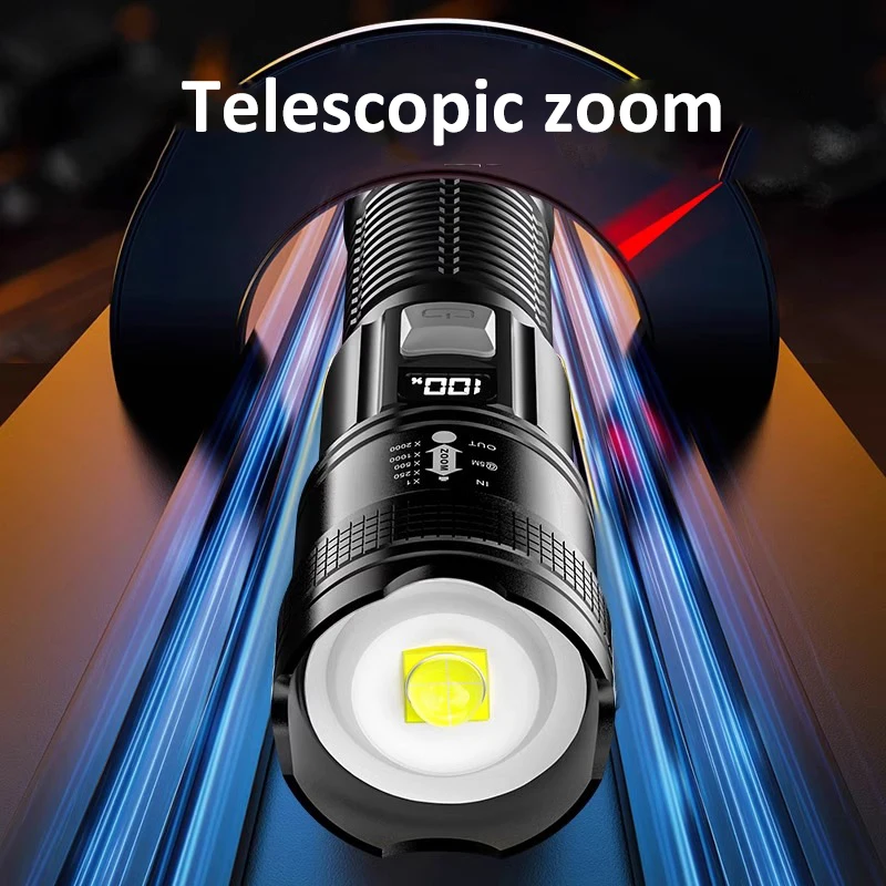 Outdoor Super Bright P50 LED Flashlight Telescopic Zoom Torch Portable USB Rechargeable Flashlights Long Range Hand Lantern