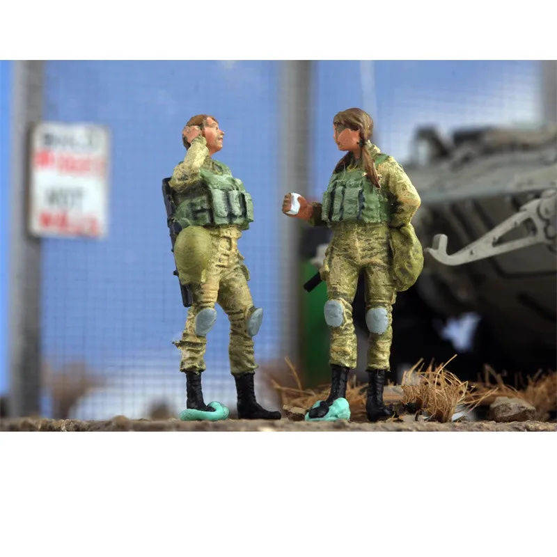 1:72 رسمت نموذج ثلاثية الأبعاد الطباعة الراتنج 2 قطعة الجنود المدرعة الإسرائيليين لتقوم بها بنفسك المشهد ملحق عمل الشكل جمع العرض