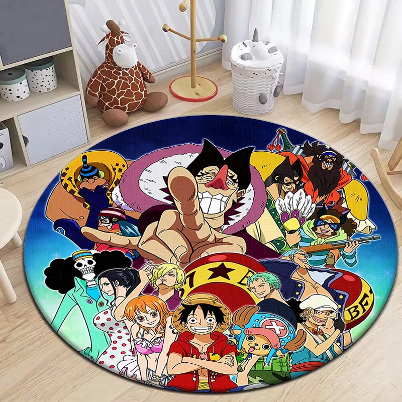 ONE PIECE Round Carpet for Living Room Rugs Camping Picnic Mats Flannel Anti-Slip Rug Yoga Mat Gifts area rug， anime rug