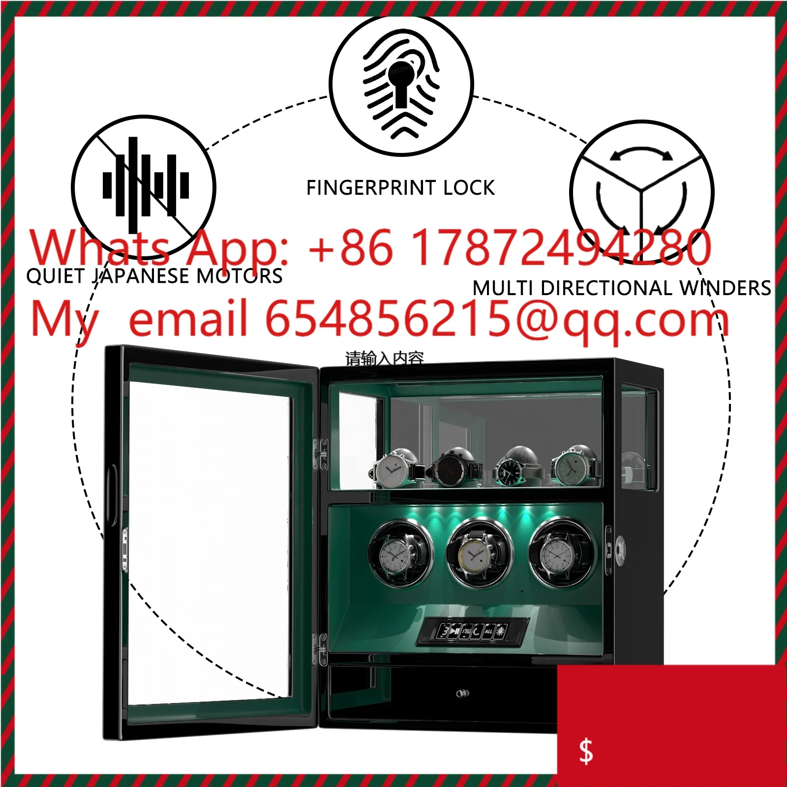 Patent Design 3 6 9 Slot Watch Winder Biometric Fingerprint Lock Watch Winder Box Automatic with Fingerprint