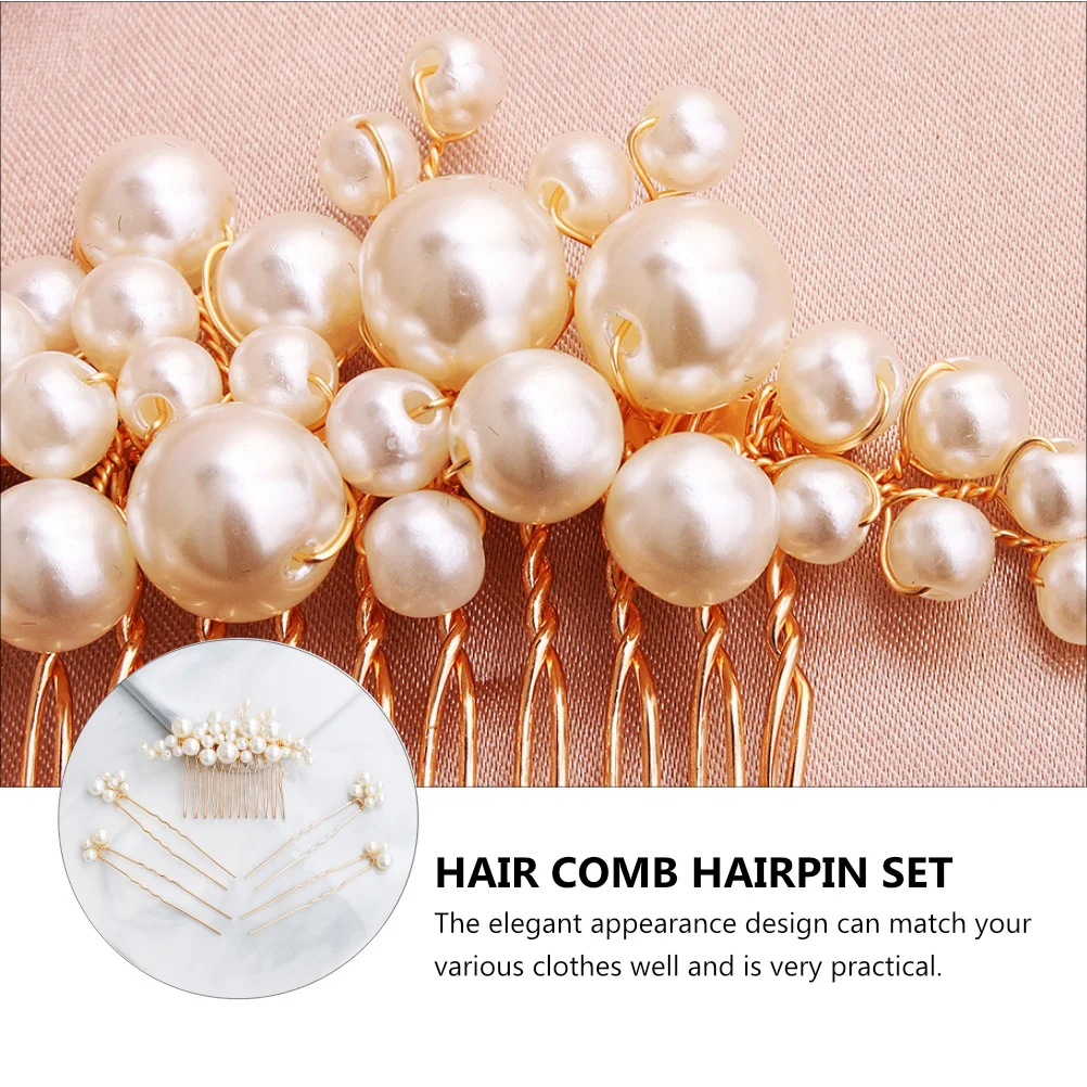 5 قطع من دبابيس الشعر اللؤلؤية، مجموعة مشط أنيقة لحفلات الزفاف، إكسسوارات شعر نسائية، غطاء رأس أنيق عصري
