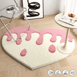 Tapis en peluche irrégulier à la mode, joli tapis de salon en forme de cœur de pêche, décoration de la maison, chambre à coucher, tapis moelleux, polymères de sol non ald