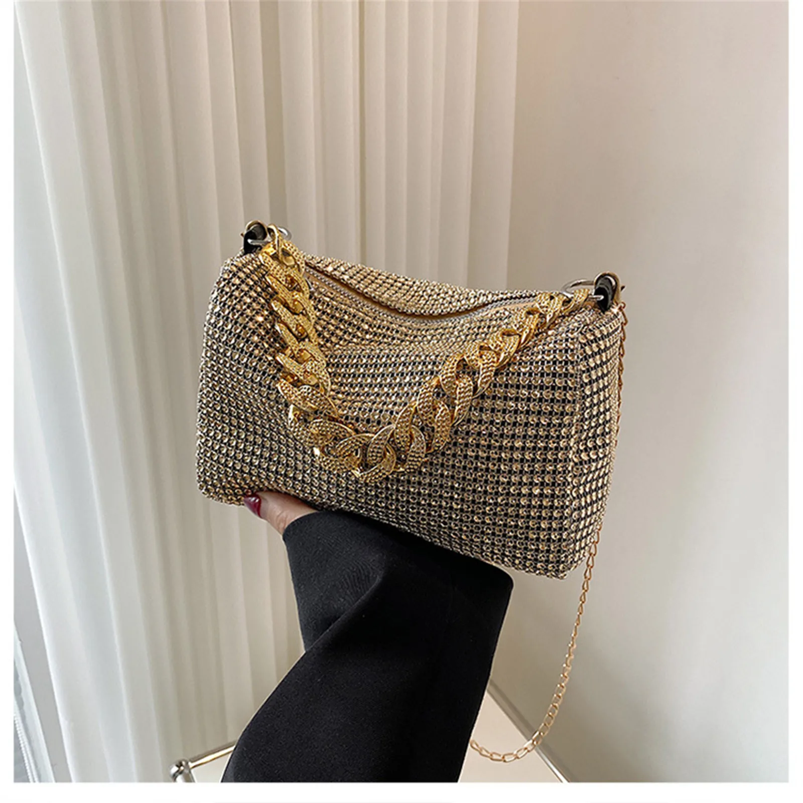 Women\'s bag 2024 New Fashion Shiny Rhinestones Handbags for Women Bags Diamonds Shoulder Bag Purse Ladies Female Crossbody Bag