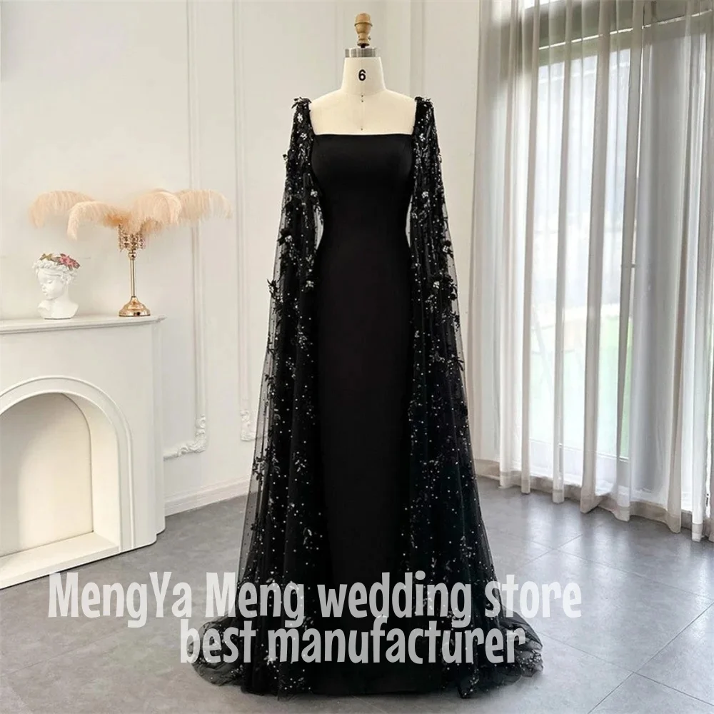 ZHUISHU кружевное вечернее платье с длинными рукавами длиной до пола, черное вечернее платье трапециевидной формы, простое свадебное платье на День Святого Валентина