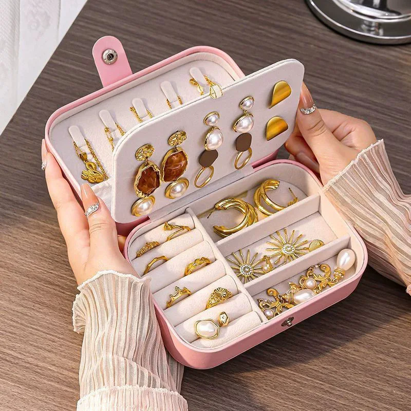 Anti Oxidation Portable Travel Mini Jewelry Box Storage Holder For Earrings Necklaces Rings Bracelets Accessories