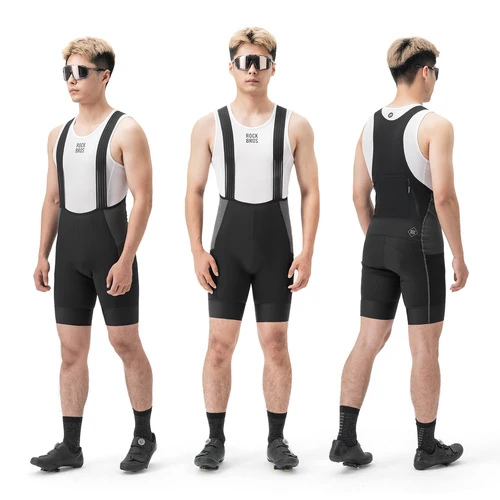 Imagen 2 del producto ROCKBROS-pantalones cortos con pechera para ciclismo, absorción de impacto, alta elasticidad, transpirables, 7 horas de equitación, diseño multibolsillo