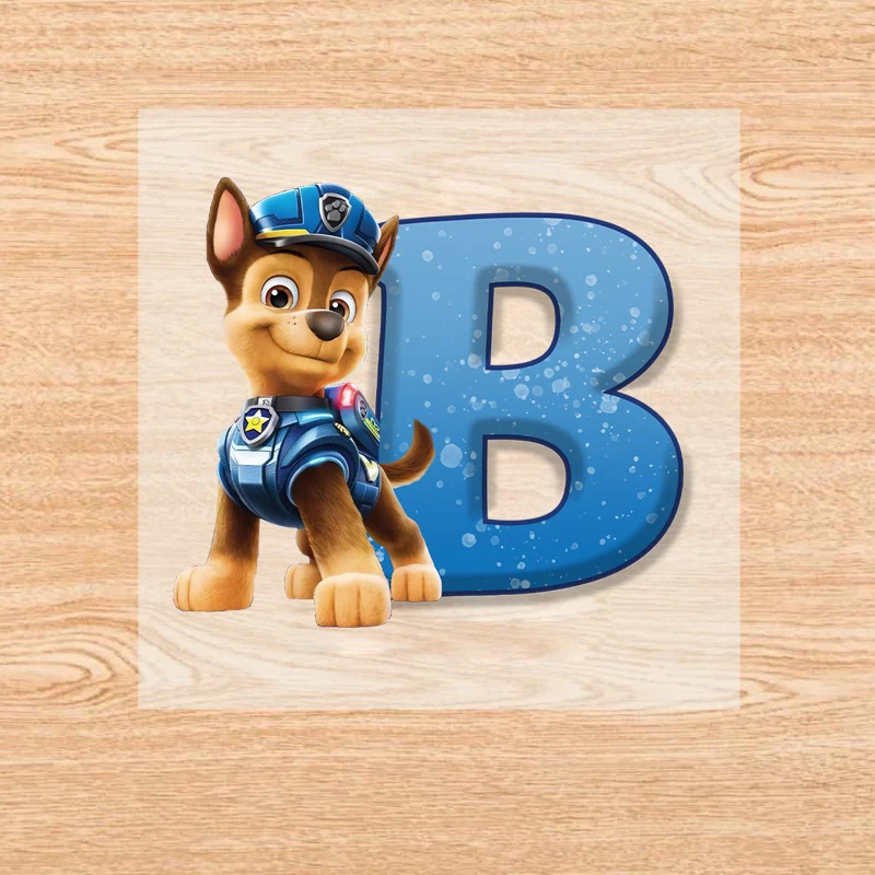 لطيف باو باترول الحديد على بقع موضة الكرتون رسالة A-Z ملصقات نقل الحرارة DIY بها بنفسك الاطفال الملابس حقيبة يد الملابس الشارات الهدايا