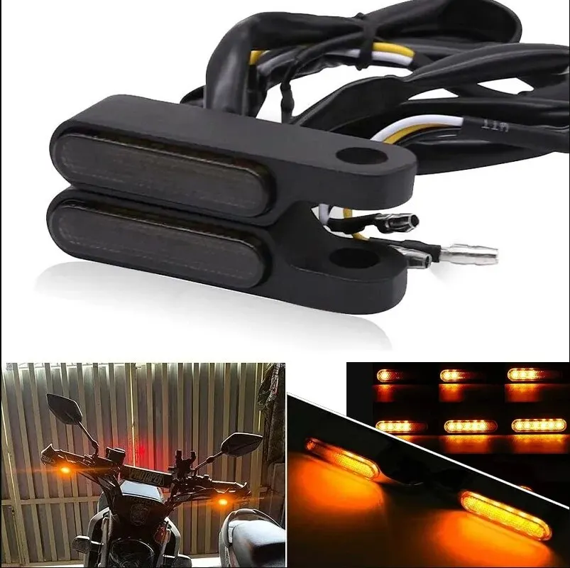 Handlebar Led Motorcycle Flasher Amber Mini Flowing Water 12V IP68 Waterproof Turn Signal Light Lamp Indicators Moto Accessories