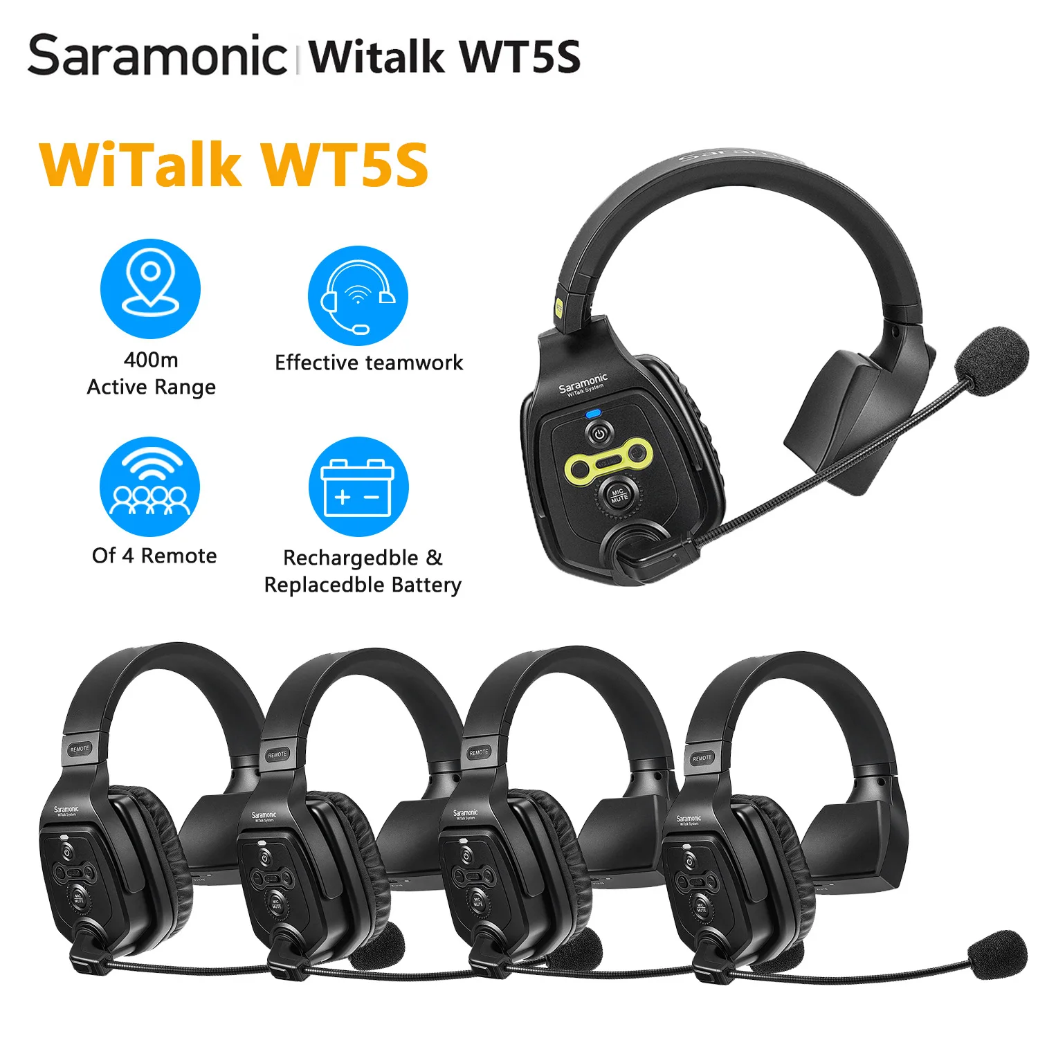 

Беспроводная гарнитура Saramonic WiTalk WT5S, дуплексная система связи, Морская Лодка, дуплексная гарнитура домофона, микрофон для тренера