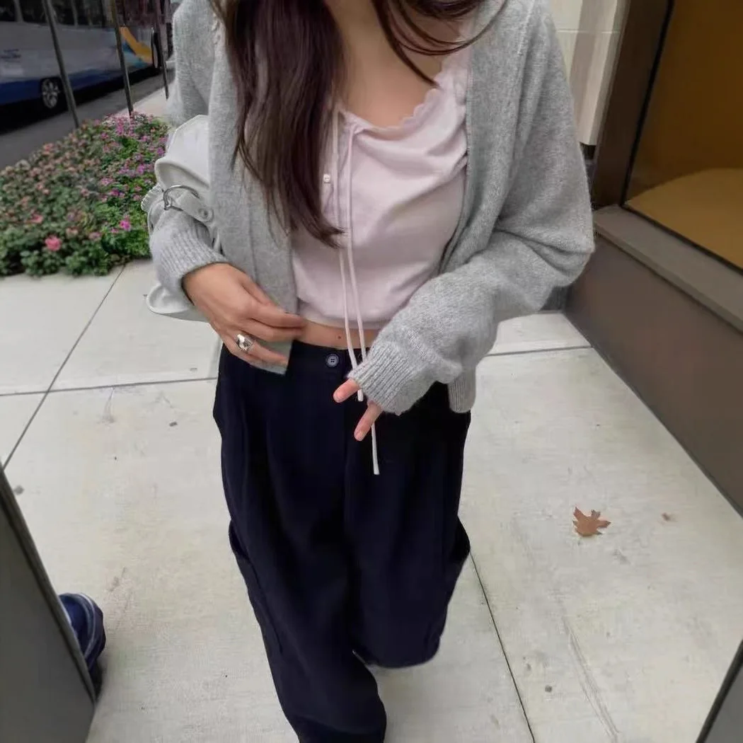 

Tanat Ruffle Collar f Button Dstring Long Sve Knitted Sweater Regular Thin Wool Fabric Men's Overhead Sle