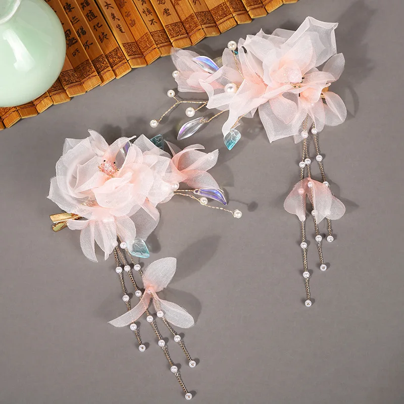 

Flower Opposite Edge Hairpin Classical Dance Performance Gauze Hair Accessories Ancient Clothing Accessories Hanfu Headdress