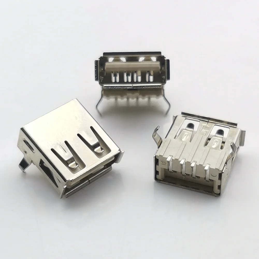 2023 Hot USB Type A Standard Port Female Solder Jack Connector PCB Receptacle USB-A Type AF 90 Degree Arc Pin Crimp Flat Port Re