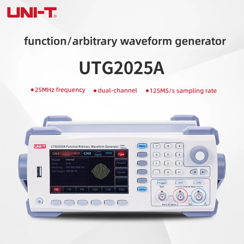 

UNI-T UTG2025A Function Signal Generator Signal Source Arbitrary Waveform Generator Frequency 25MHz Sampling rate 100MSa/a