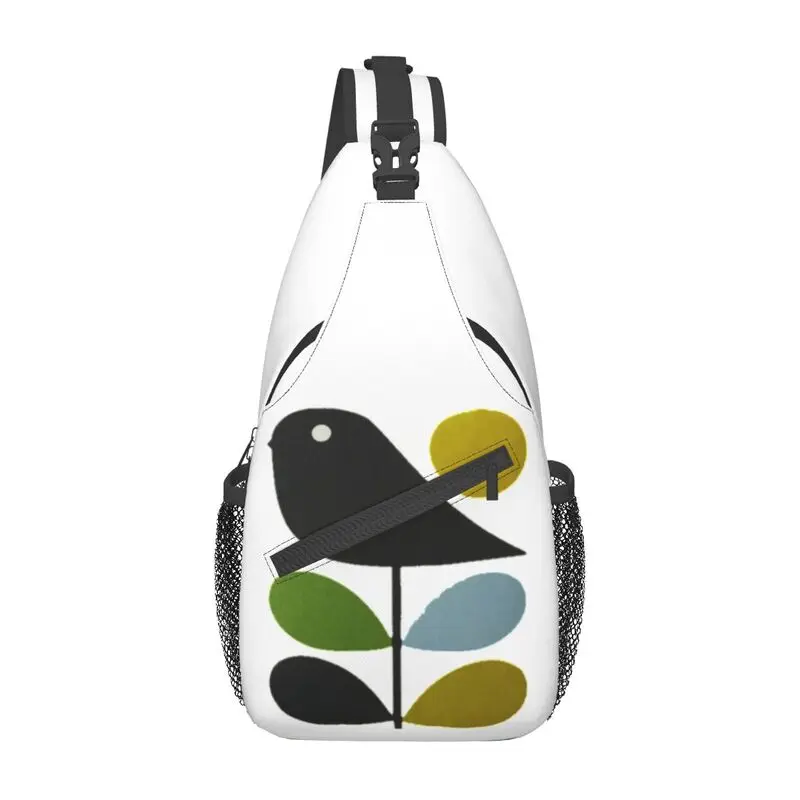 Abstract Orla Kiely Bird Sling Crossbody Backpack Custom Mid Century Scandinavian Shoulder Chest Bag for Travel Hiking Daypack