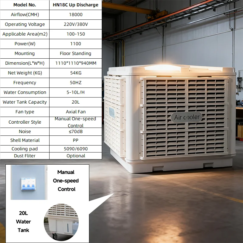 18000CMH Desert Evaporative Air Cooler Ducted Air Conditioning Wall Window Installation Options for Workshop