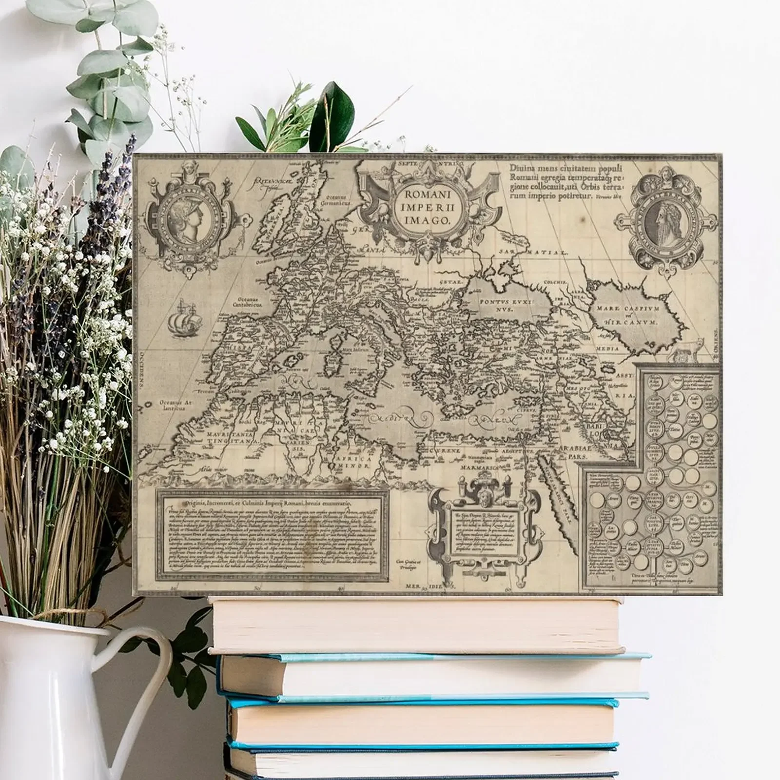Vintage Map Of The Roman Empire Poster Canvas Painting Poster Club Design Create Pub Mural Classic Framed Wall Paintings