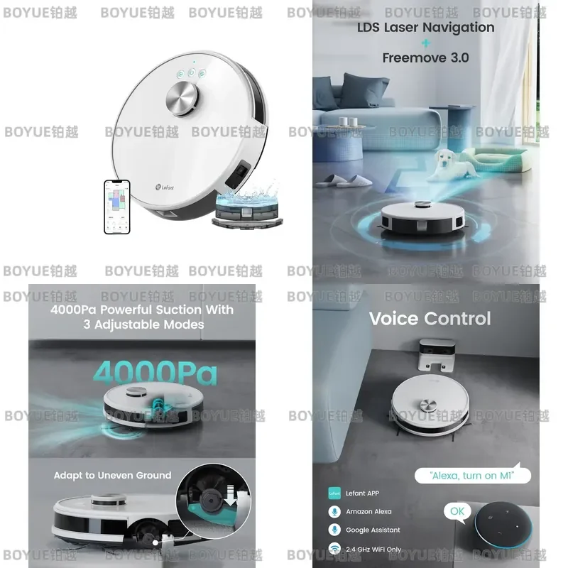 Lefant M1 LDS Robot Vacuum Cleaner with Multi Plane Mapping, 4000Pa Suction,Schedule, App/Alexa Control, for Pet Hair