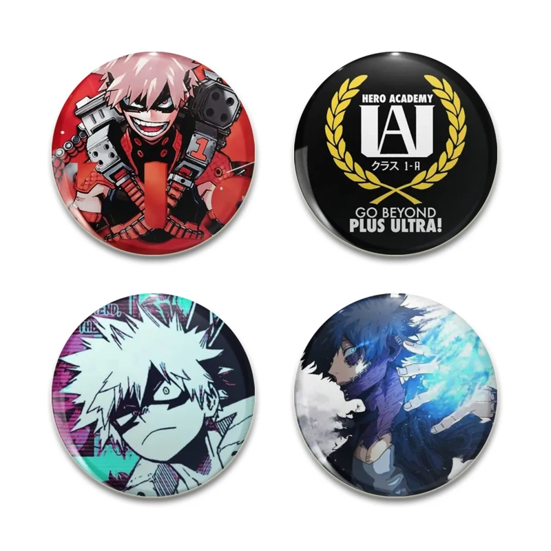 Anime Badge Cartoon Figure Midoriya Izuku All·Might Bakugou Katsuki Todoroki Shoto Round Display Brooches Lapel Pins Jewelrys