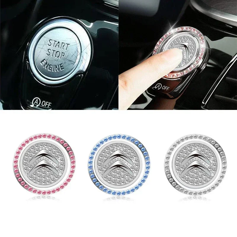 for Citroen Elysee Berlingo Xsara C3 XR C4 Picasso Sega Aircross C5 X7 Alloy Car One-click Start Button Emblem Decal Decoration