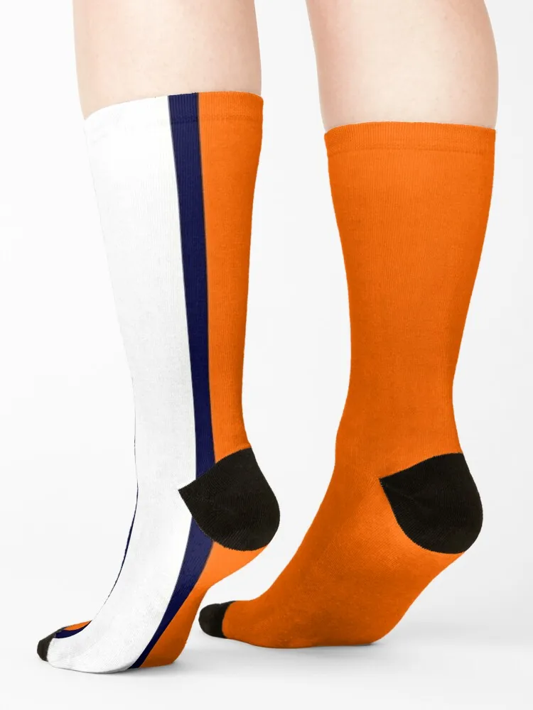 Luton Town Retro Away 1977 -78 Orange and White Navy Bars Socks crazy cartoon anti-slip Boy Child Socks Women's