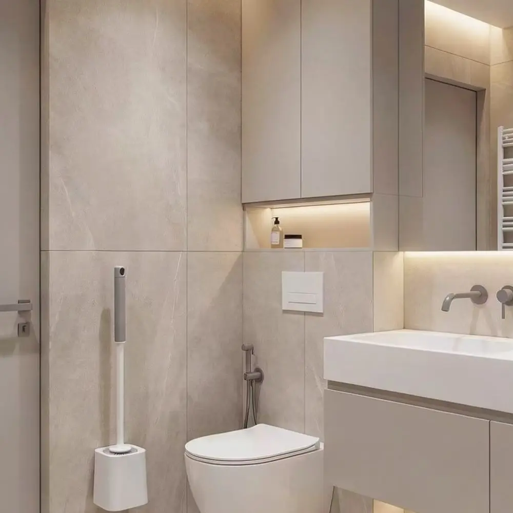 Wall Mount Bathroom Toilet Brush Set Long Handle Scrubber Efficient Deep Cleaning Accessory For Modern Home Hygiene