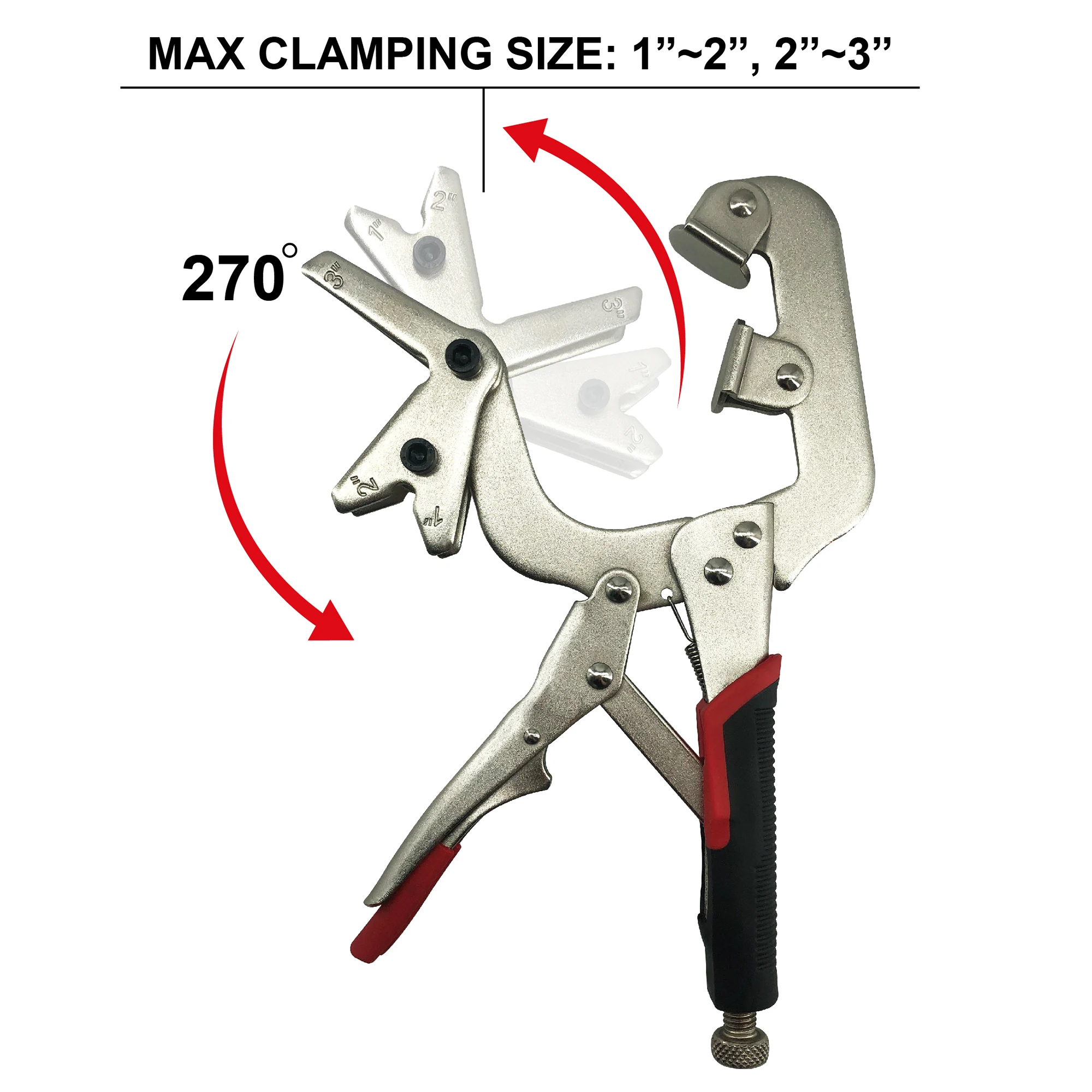 10-Inch Welding Pipe Plier Clamp, Fast Release, C-Clamp Locking with Large V-Pads, with 5-Inch Mini C-Clamp Locking Plier