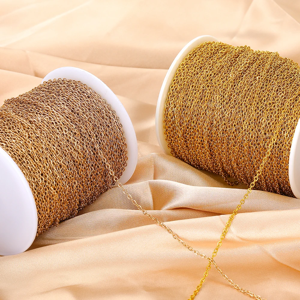 2 미터 페이드 없음 스테인레스 스틸 1/1.5/2mm 너비 크로스 체인 링크 체인 목걸이... - 4