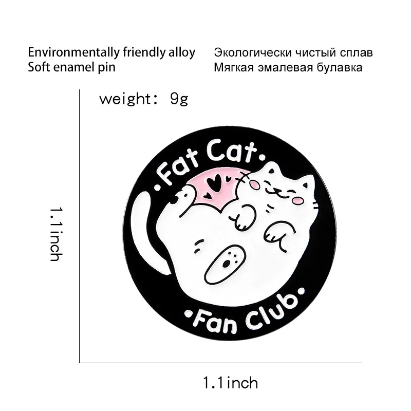 Cute animal kitten oil dripping paint alloy Enamel Pins Cartoon Circle Brooches Lapel Badge Fashion Jewelry Gift