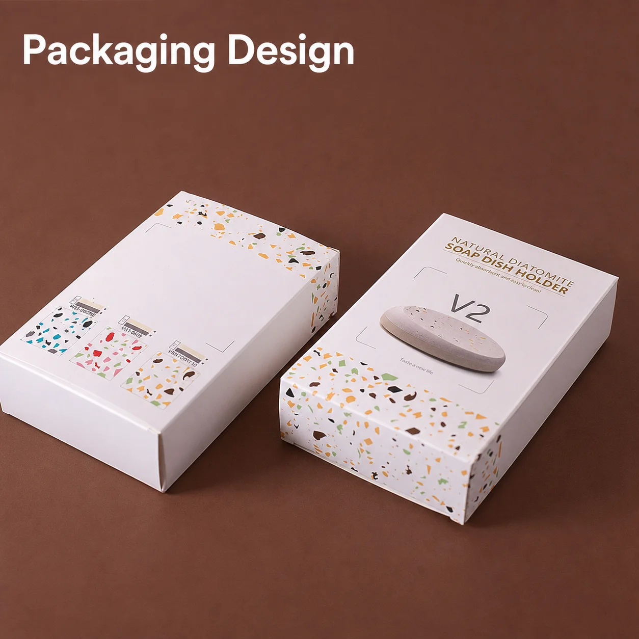 Diatomite Terrazzo Soap Dish Terrazzo Detachable Soap Dish Countertop Soap Holder Delicate Textured For Bathroom Sink Counter