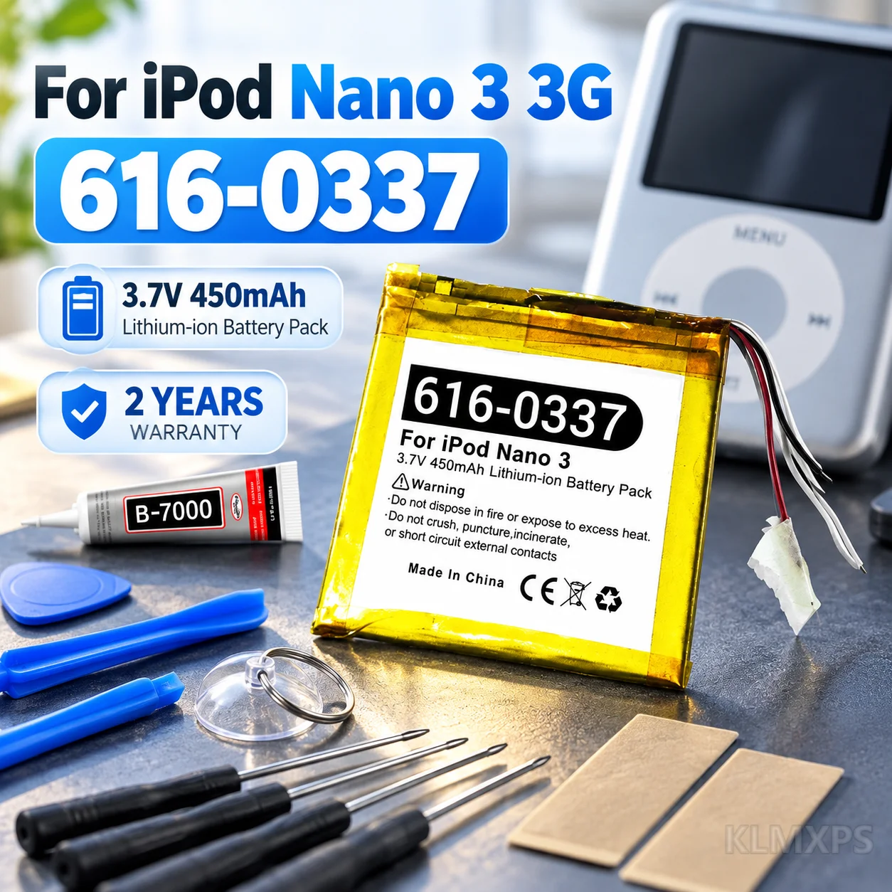 Replacement Battery 616-0337 For Apple iPod Nano 3rd Generation A1236 3G MP3 Player Battery With Free Repair Tools Included