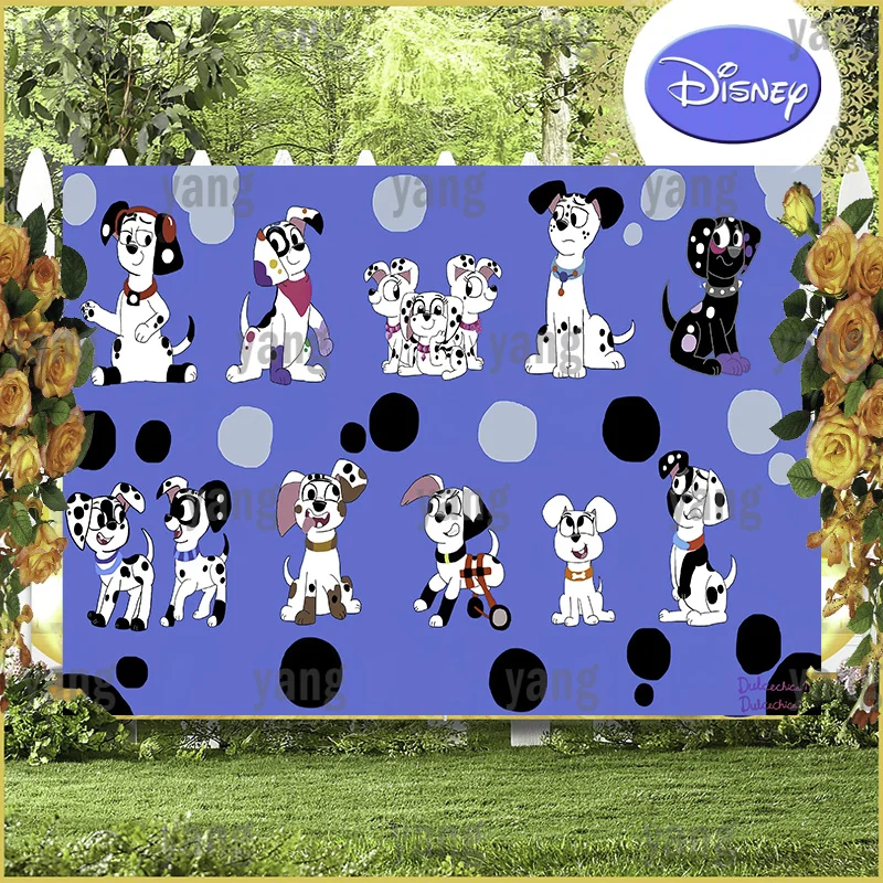 Lovely Blue Black Dots Background Dalmatian Disney Dog Family Baby Shower Birthday Party Cartoon Backdrop Decortion Grey Blanket