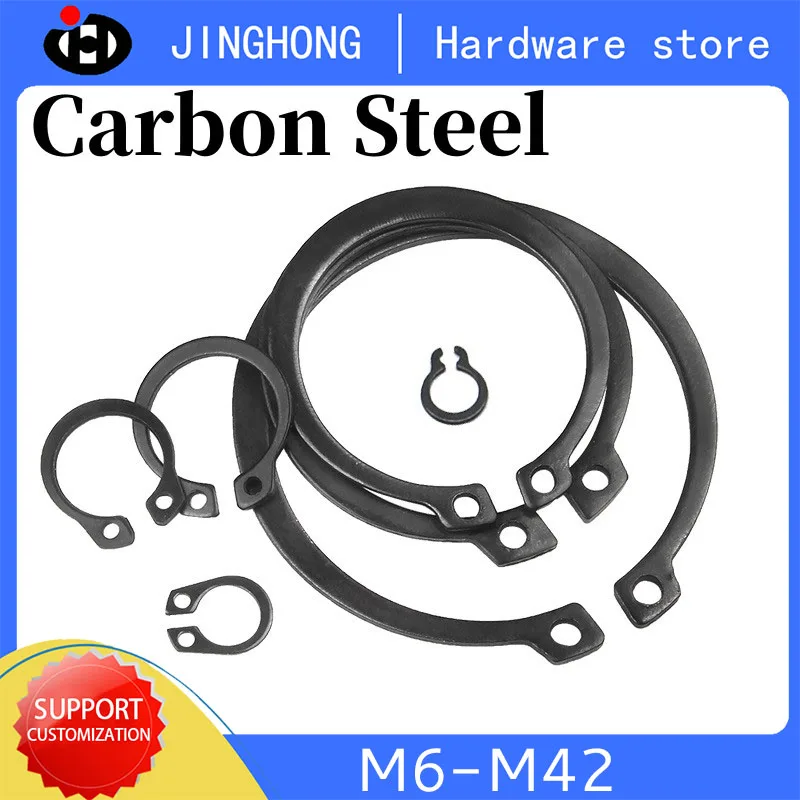 

65Mn Manganese Steel Circlip for Shaft Black C Type Outer Retaining Ring Snap Buckle Elastic Clamp M6 - M42