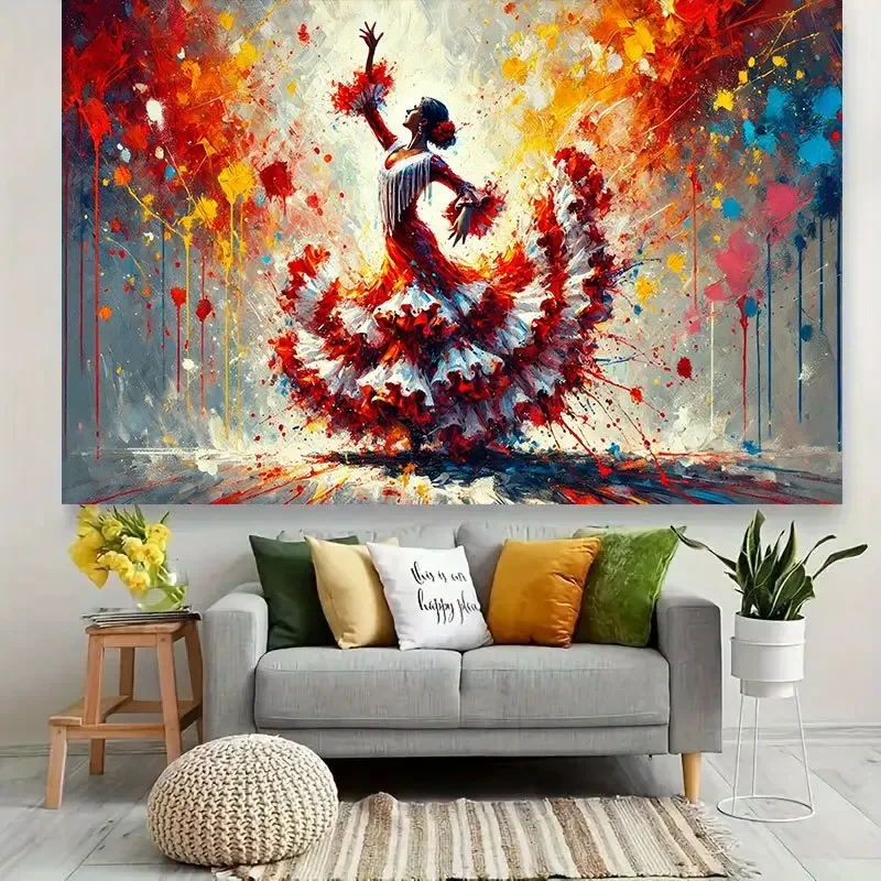 Flamenco Dance Tapestry Wall Hanging Living Room Bedroom Exterior Decoration Parties Celebrations