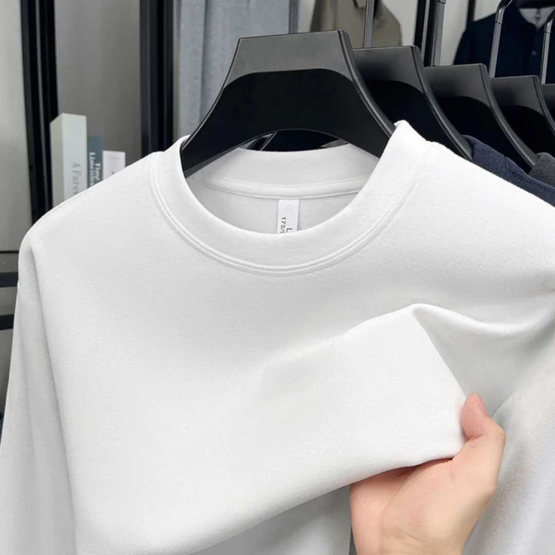 Soft cotton high-end brand men's long sleeved round neck T-shirt autumn fashion embroidered loose Korean sweatshirt casual top