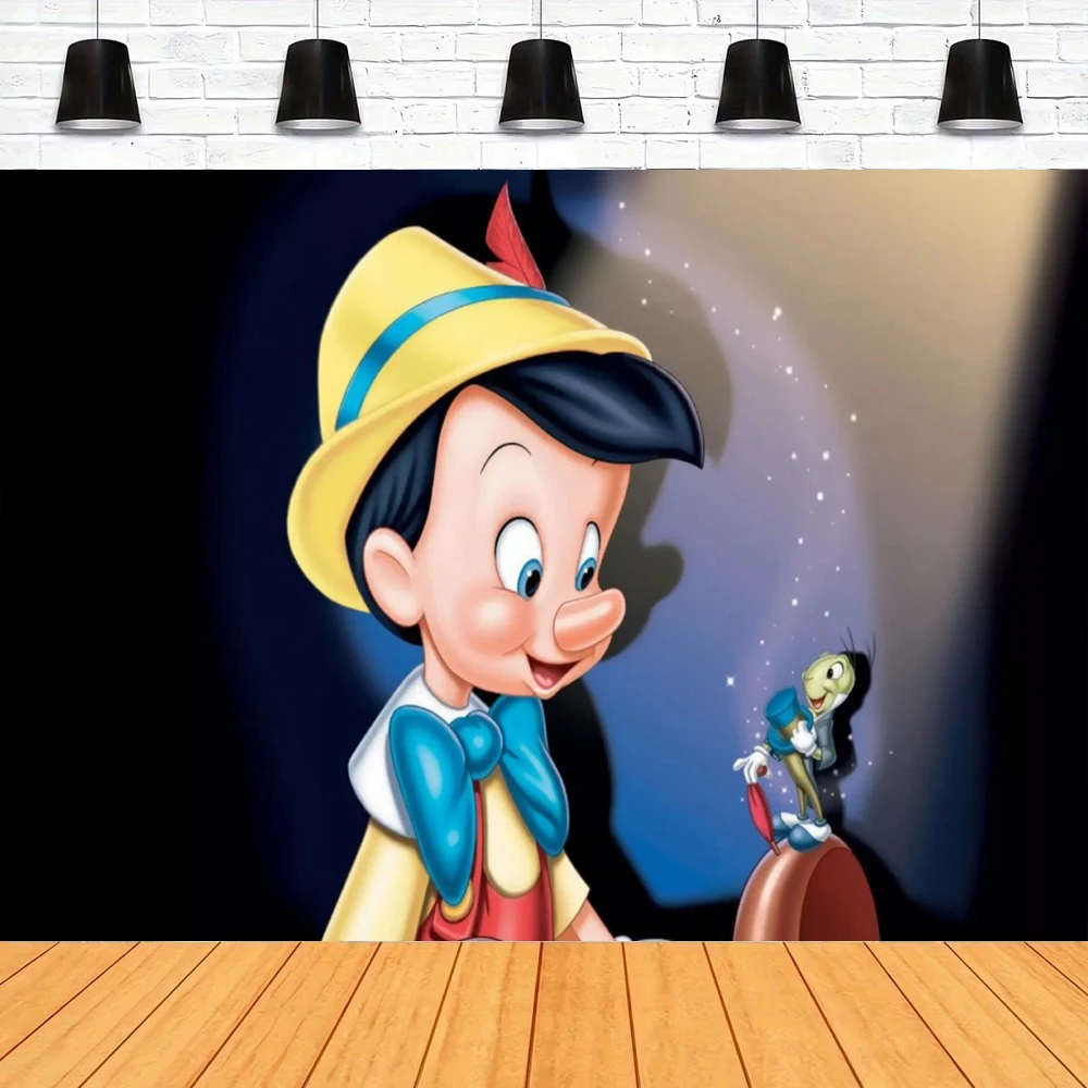 写真撮影の背景ピノキオバナー子供のための少年の誕生日パーティーおじいちゃん大工背景部屋の装飾は名前をカスタマイズすることができます