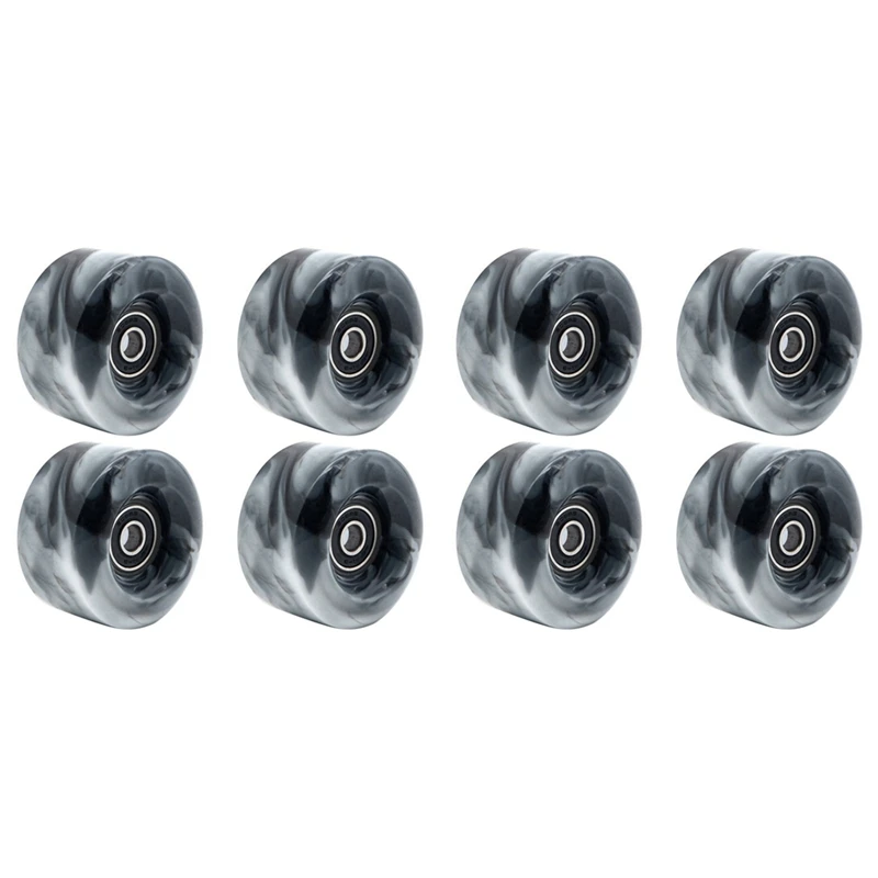 8 Pcs Roller Skate Wheels With Bearings For Double Row Skating And Skateboard 32Mm X 58Mm 82A,Black