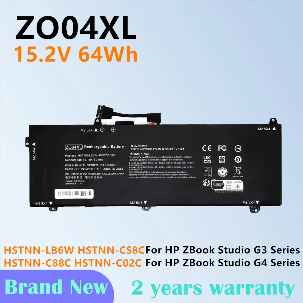 Laptop Battery For HP ZBook Studio G3 G4 Series ZO04XL ZO04 HSTNN-LB6W HSTNN-CS8C HSTNN-C88C HSTNN-C02C 4ICP7/60/80
