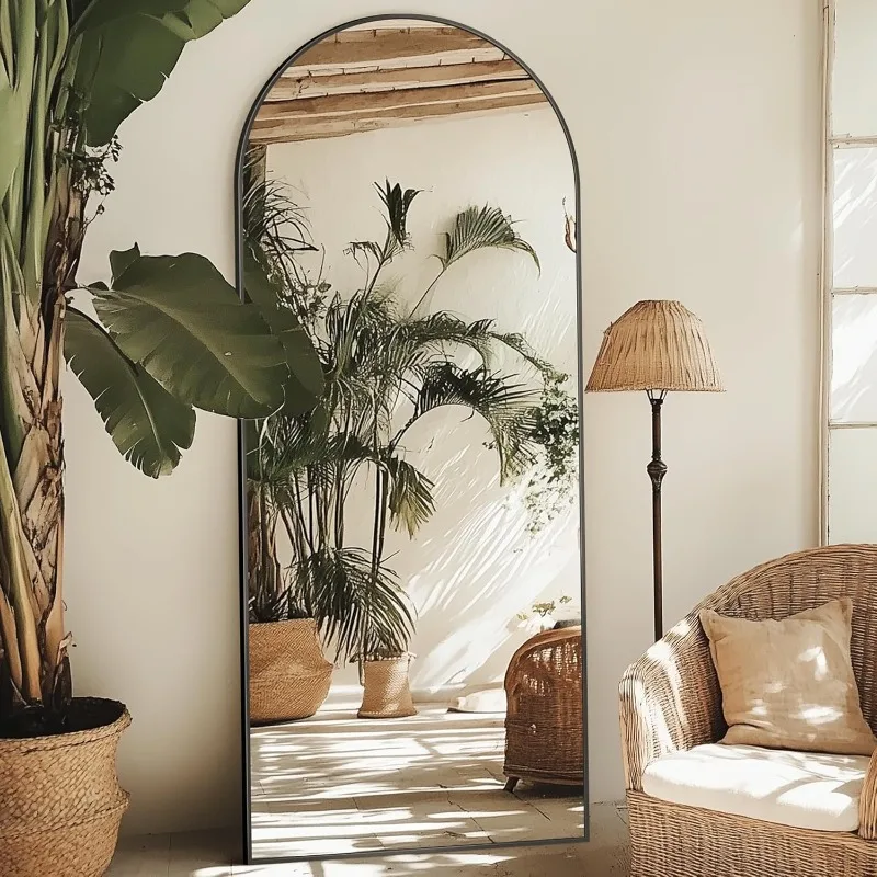 

Full Length Mirror, 59"x18" Oversized Arched Mirror Large Standing Mirror