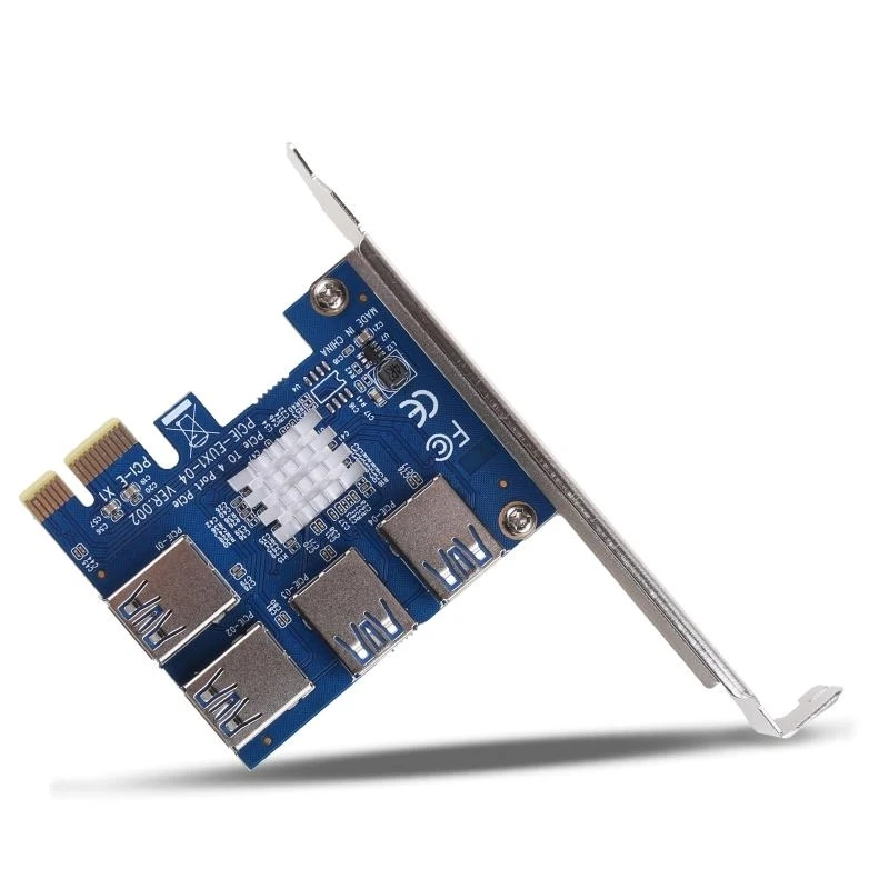 LX0B 4 Port PCI-E Extender Riser PCI-E 1x to 16x USB Data Cable 16X Slots Mining Card PCI-E Adapter For GPU Miner