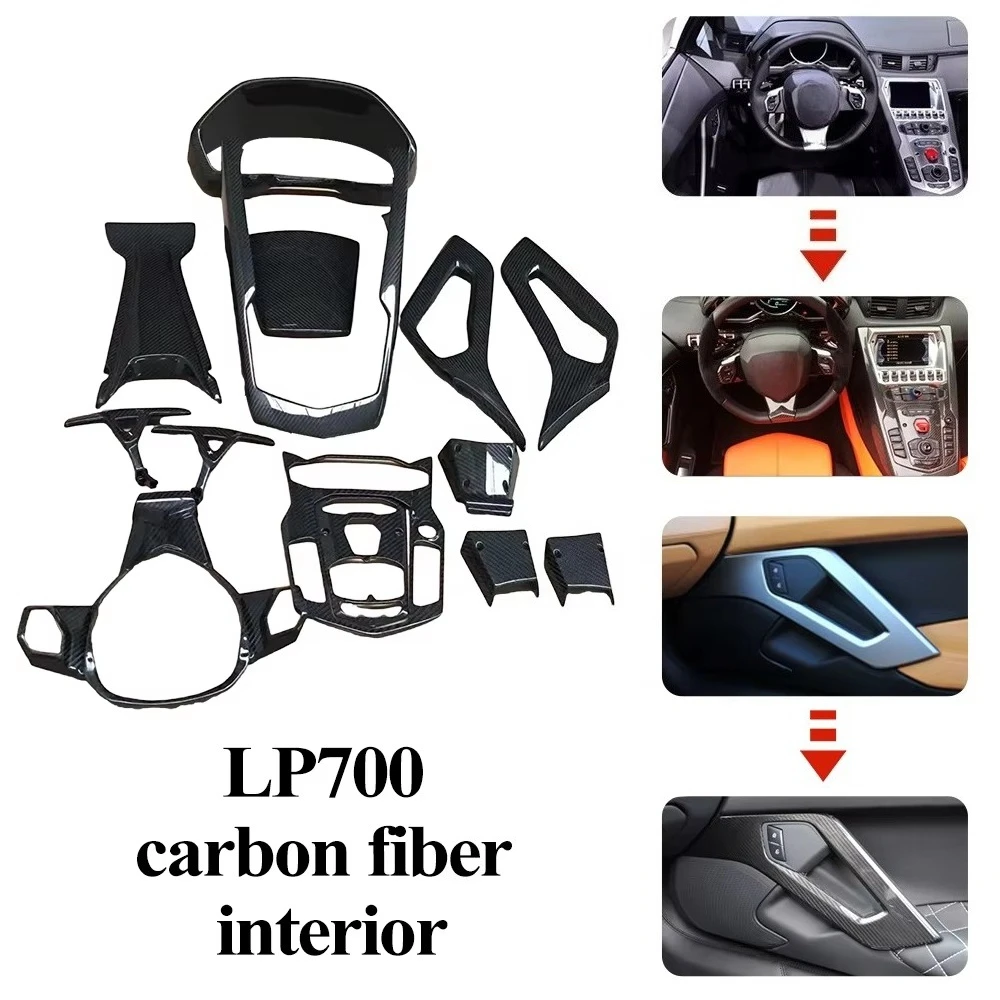 For Aventador LP700 Dry Carbon Fiber Interior Accessories Center Control Instrument Covers Shift Paddle Door Panel