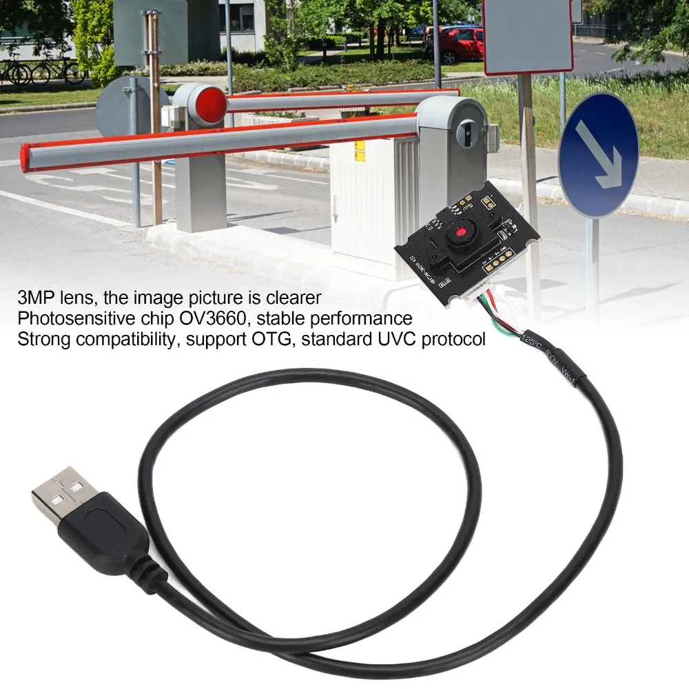 3 MP Camera Module HBVCAM3M2111 V22 OV3660 Chip 3 MP Camera Module 64° 3.5mm with USB Cable USB Camera Module Face Recognition