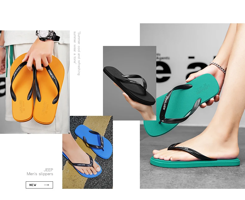 New Summer Men's Flip Flops Breathable Non-slip Beach Slippers Sandals Home Slides Indoor and Outdoor Walks Colorful Flip Flops