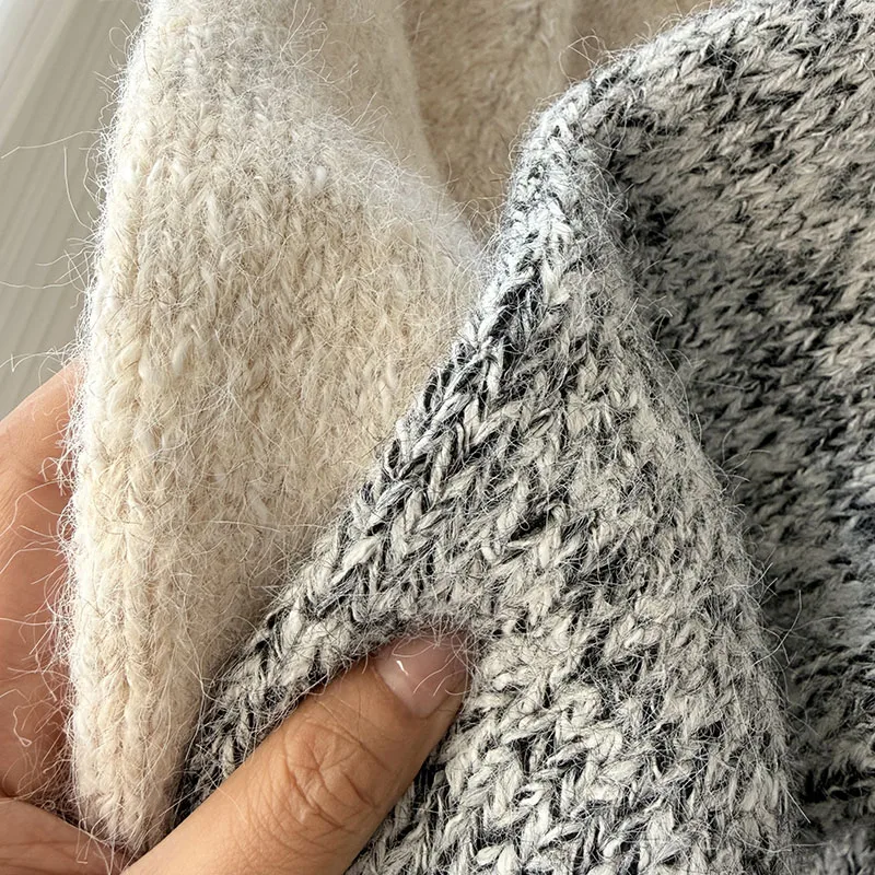 Casaco suéter de malha Laid-ba Aosphere Thiened com padrão de flor solto ajuste longo Sve com fecho de botão único malhas