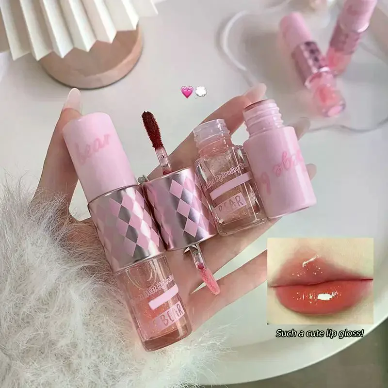 Gege Bear Doppelkopf-Lipgloss, glänzende und mollige Lippen, glänzender Glanz, feuchtigkeitsspendend, unverzichtbar