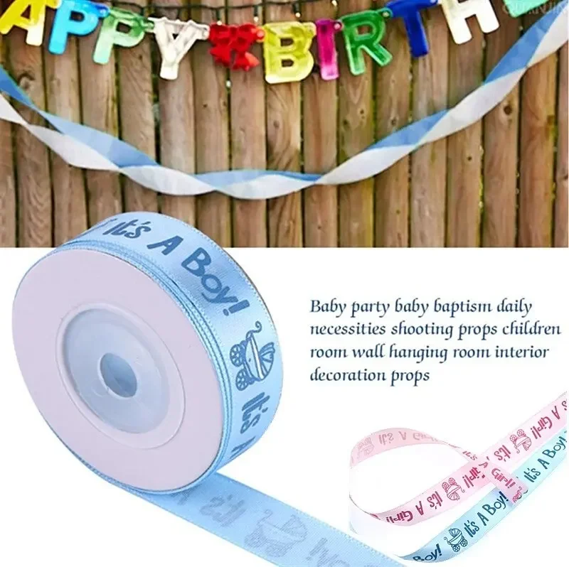 1 rotolo 15Y blu è un ragazzo nastro di raso decorazione di compleanno Baby Shower decorazioni per feste carta fai da te forniture per confezioni