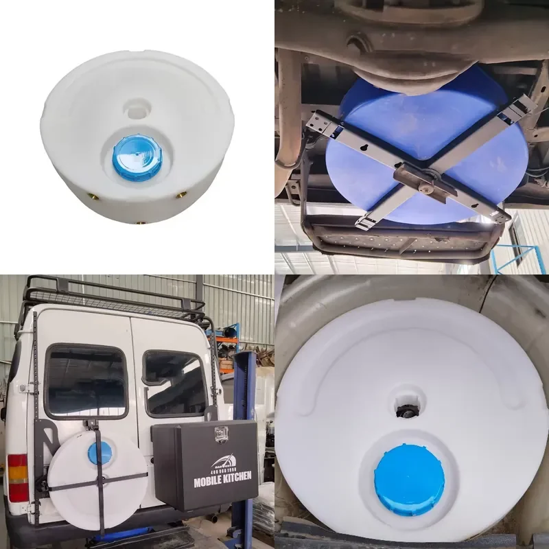 CAPEXRV 40L/55L/70L Round Water Tank PE Clean Water Tank for Universally Car Underbody & Rear-mounted Trunk-based Fixing