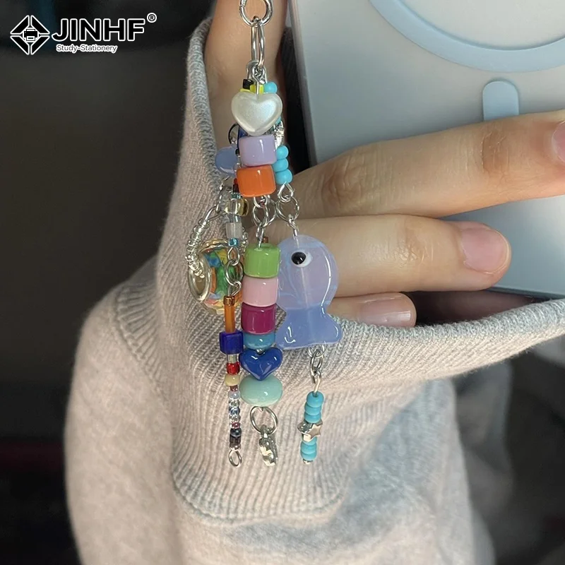 

Брелок-подвеска для телефона в стиле бохо с бусинами в форме рыбьего сердца для девочек, винтажный ремешок для сумки с цепочкой в виде CCD-камеры